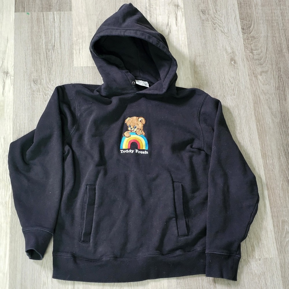 Teddy Fresh Hoodie Unisex XS Teddy Rainbow Logo Black